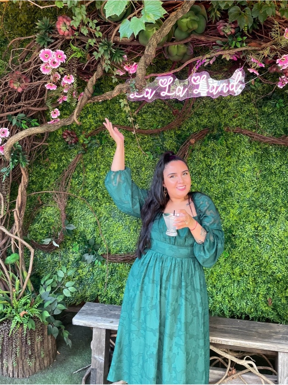 Lulu's Emerald Green Midi Dress with Puff Sleeves